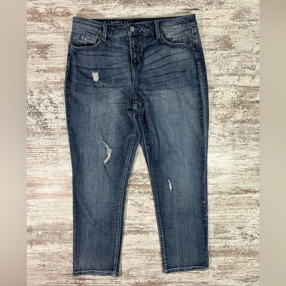 Women’s Lauren Felt Classic Weekender Crop distressed jeans size 12 - Picture 1 of 10
